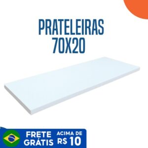 Prateleira em Madeira Branca de Parede 70×20 MDF Com Suporte